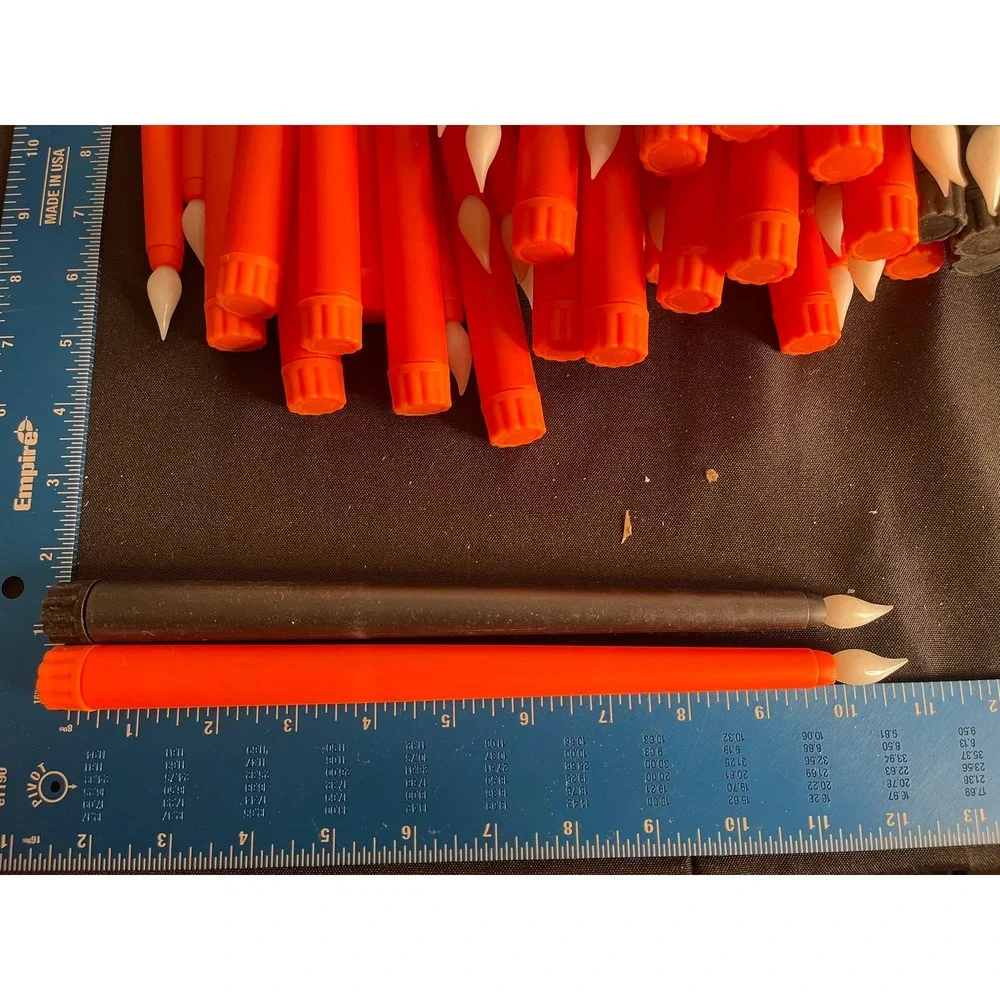 97pc Halloween Flameless LED Taper Candles Bulk‎ Lot Orange Black 10.5 inch